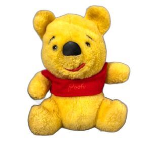 Vintage Winnie The Pooh Bear Teddy Plush 10.5” Foam Body Stuffed Toy Red Shirt